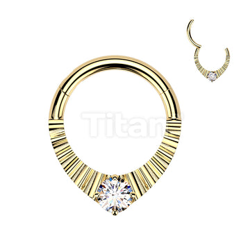 Titanium Hinged Segment Teardrop Hoop Ring With Facets & CZ Center - Image 3