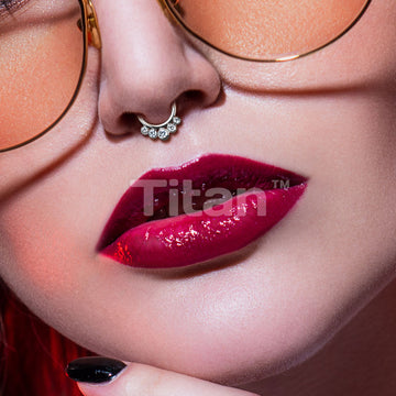 Implant Grade Titanium Hinged Segment Hoop Ring With 5 Bezel Set Forward Facing Crystals - Image 4