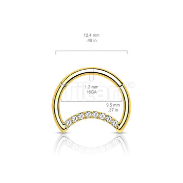 Implant Grade Titanium Hinged Segment Hoop Ring With Pave CZ Crescent Moon - Image 6