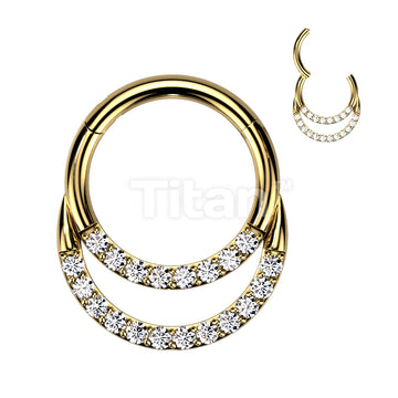 Implant Grade Titanium Hinged Segment Hoop Ring With Double Row of Pave CZs - Image 2