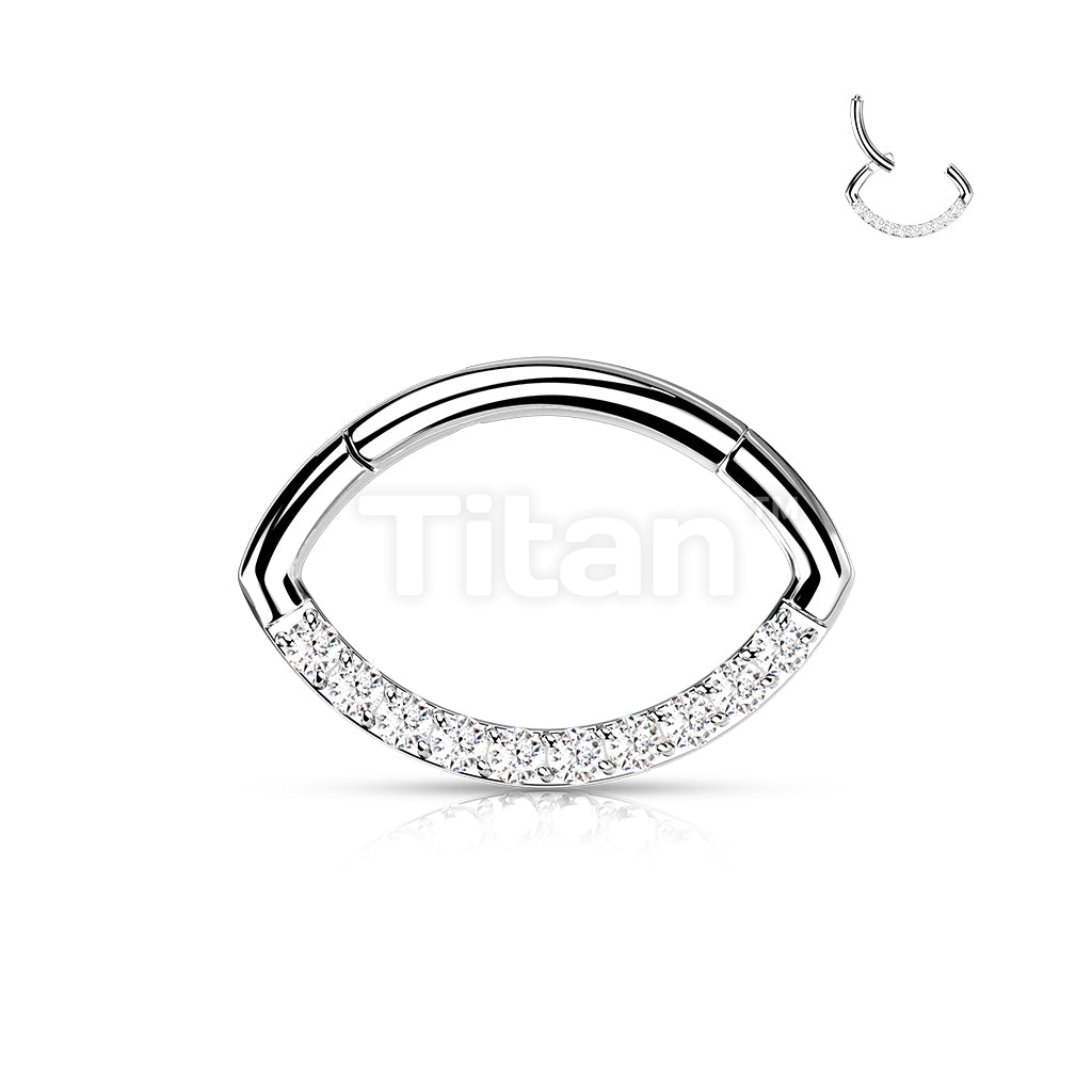 Implant Grade Titanium CZ Lined Oval Hinged Segment Hoop Ring - Image 3