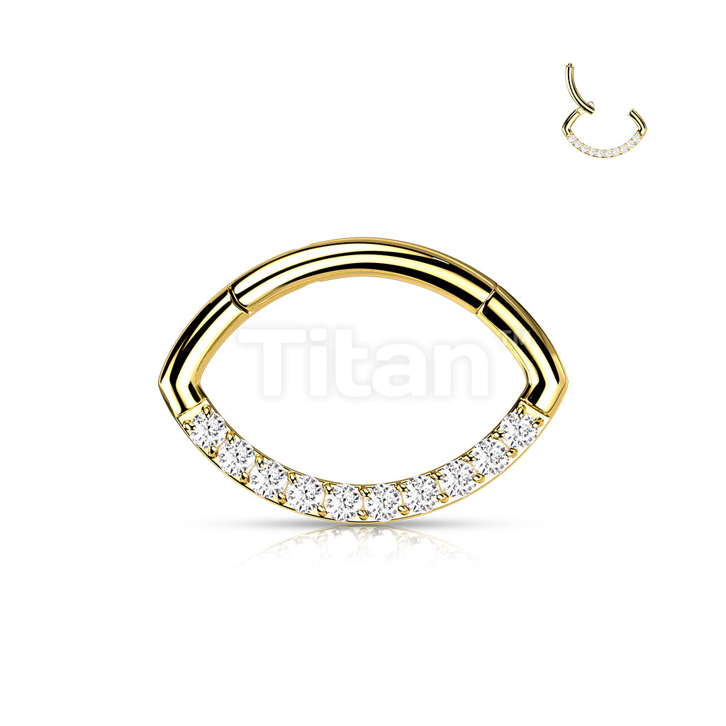 Implant Grade Titanium CZ Lined Oval Hinged Segment Hoop Ring - Image 4