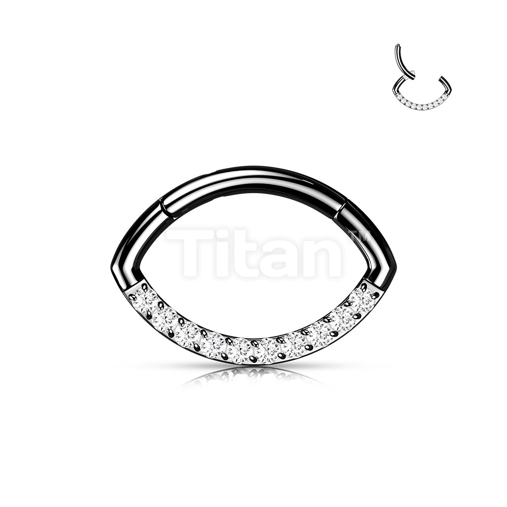 Implant Grade Titanium CZ Lined Oval Hinged Segment Hoop Ring - Image 5