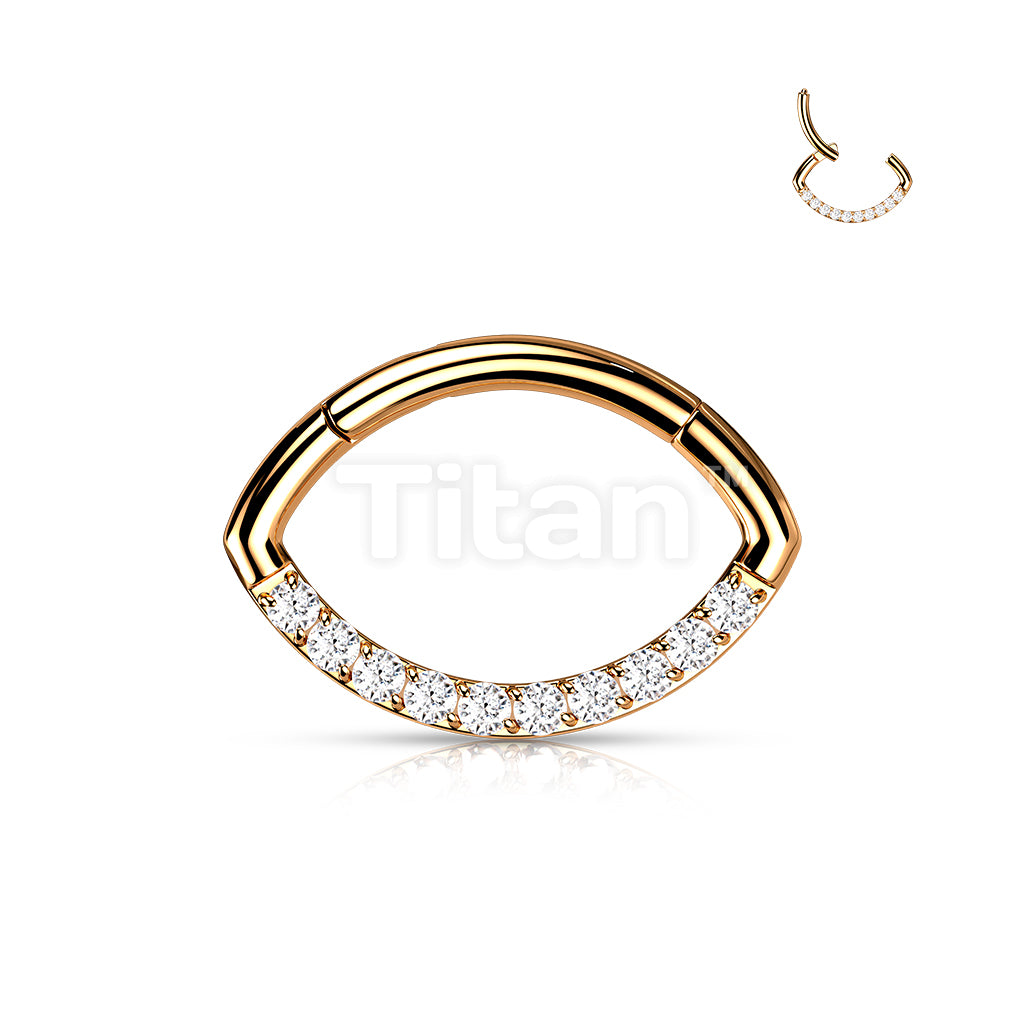 Implant Grade Titanium CZ Lined Oval Hinged Segment Hoop Ring - Image 9