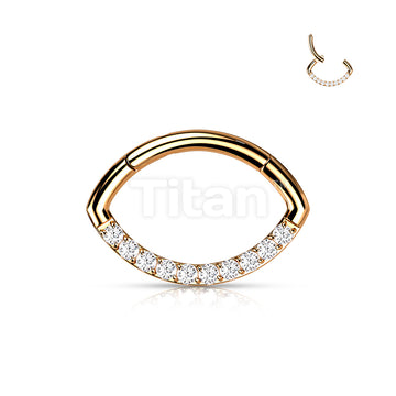 Implant Grade Titanium CZ Lined Oval Hinged Segment Hoop Ring - Image 9