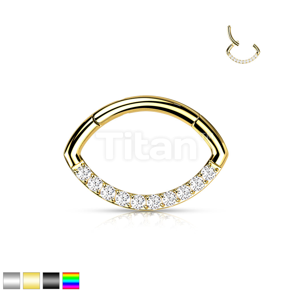 Implant Grade Titanium CZ Lined Oval Hinged Segment Hoop Ring - Image 2