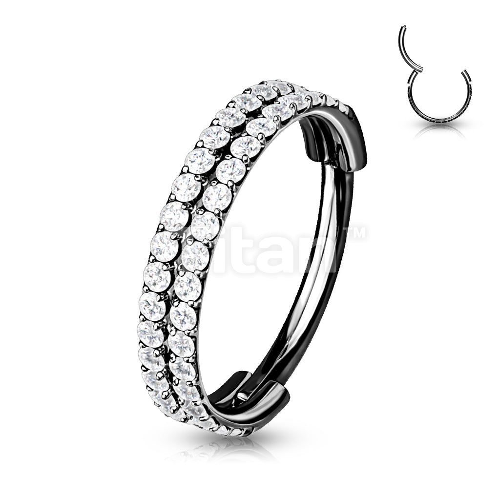 Implant Grade Titanium Hinged Segment Hoop Ring With Double Lined Outward Facing CZs - Image 4