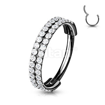 Implant Grade Titanium Hinged Segment Hoop Ring With Double Lined Outward Facing CZs - Image 4