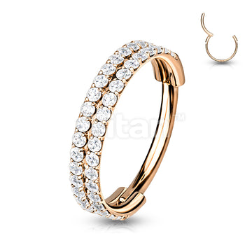 Implant Grade Titanium Hinged Segment Hoop Ring With Double Lined Outward Facing CZs - Image 5