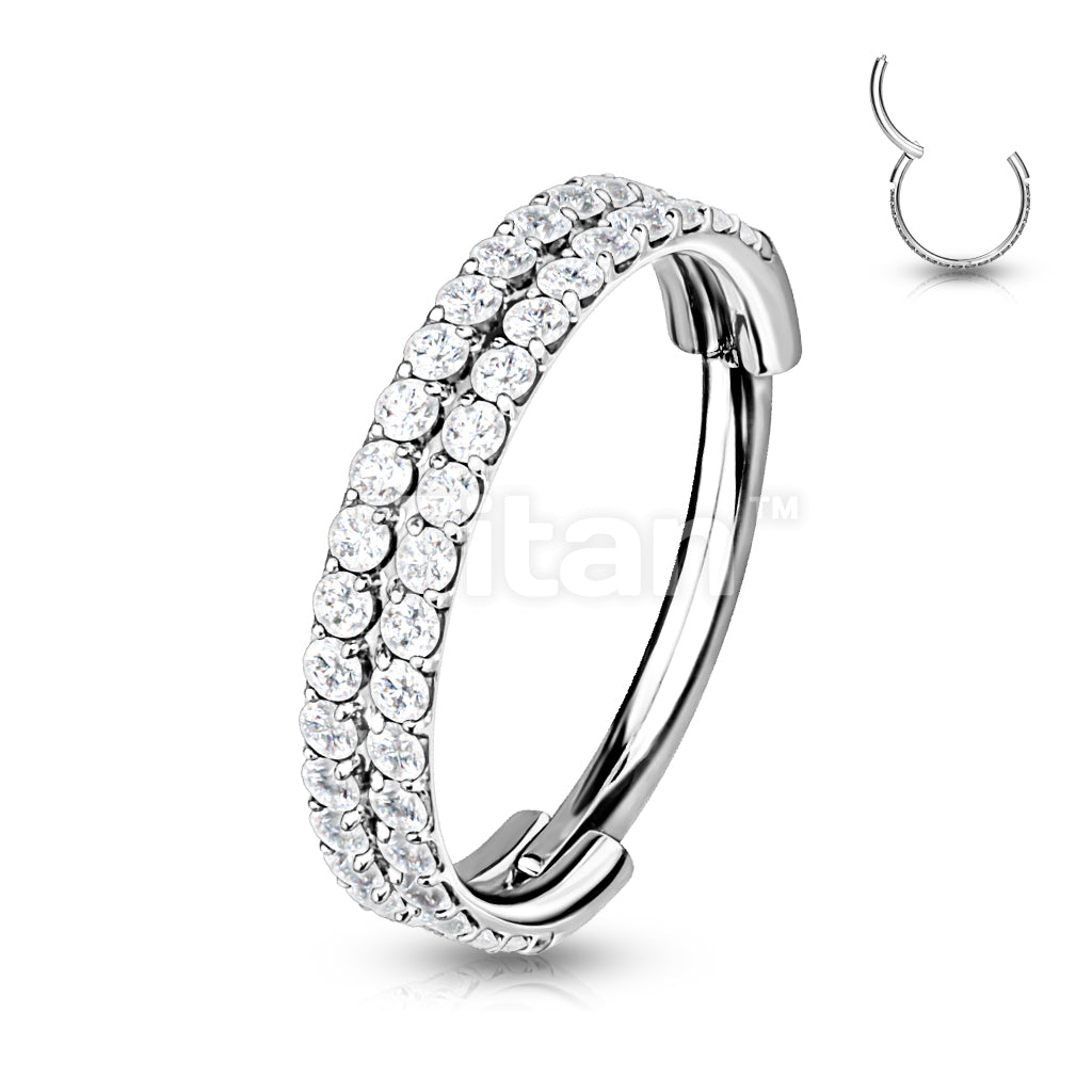Implant Grade Titanium Hinged Segment Hoop Ring With Double Lined Outward Facing CZs - Image 6