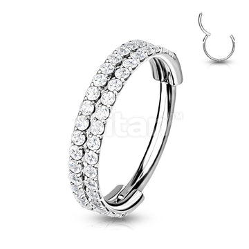 Implant Grade Titanium Hinged Segment Hoop Ring With Double Lined Outward Facing CZs - Image 6