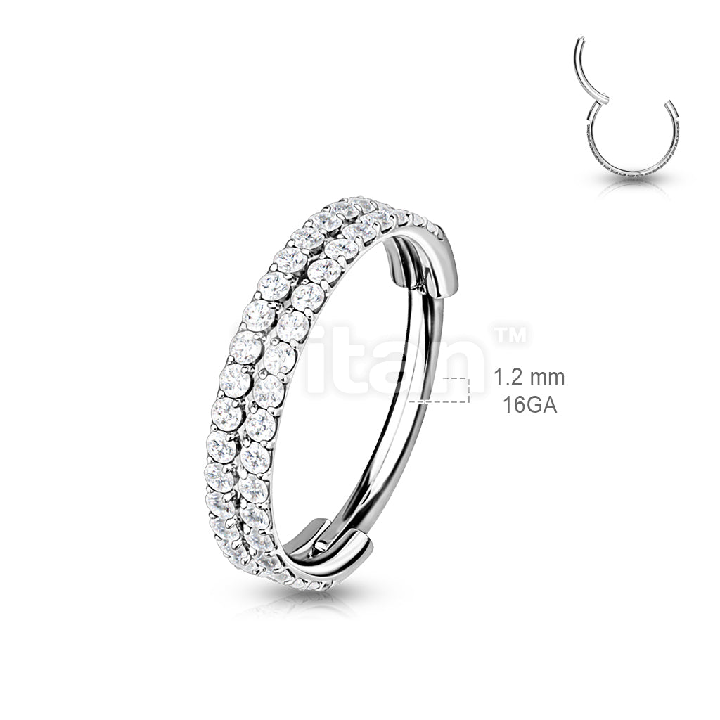 Implant Grade Titanium Hinged Segment Hoop Ring With Double Lined Outward Facing CZs - Image 7