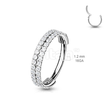 Implant Grade Titanium Hinged Segment Hoop Ring With Double Lined Outward Facing CZs - Image 7