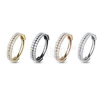 Implant Grade Titanium Hinged Segment Hoop Ring With Double Lined Outward Facing CZs - Image 8
