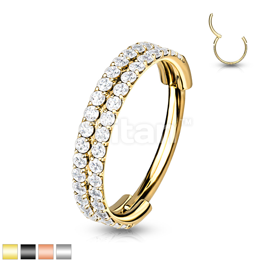 Implant Grade Titanium Hinged Segment Hoop Ring With Double Lined Outward Facing CZs - Image 2