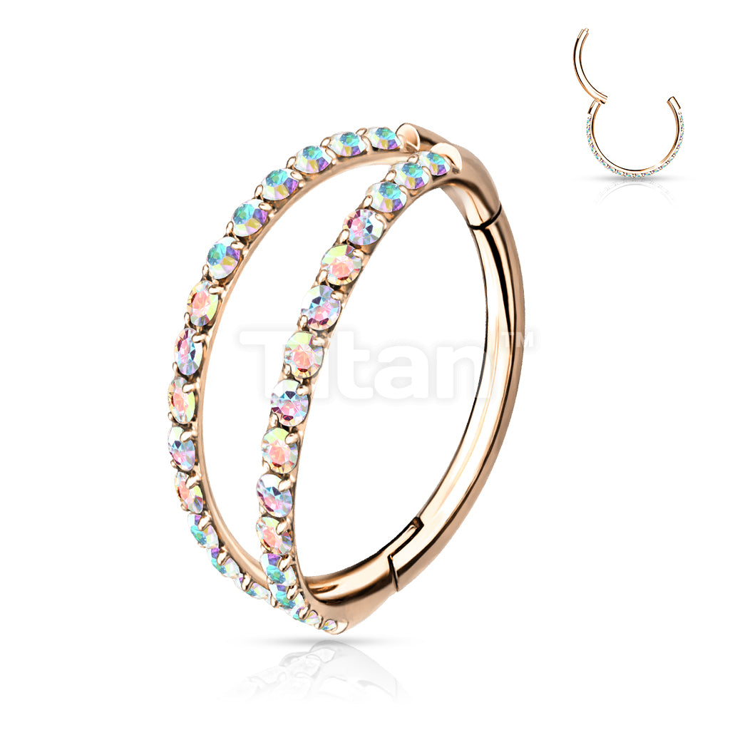 Implant Grade Titanium Hinged Segment Double Hoop Ring Lined With Outward Facing CZs - Image 5
