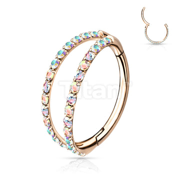 Implant Grade Titanium Hinged Segment Double Hoop Ring Lined With Outward Facing CZs - Image 5