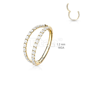 Implant Grade Titanium Hinged Segment Double Hoop Ring Lined With Outward Facing CZs - Image 6