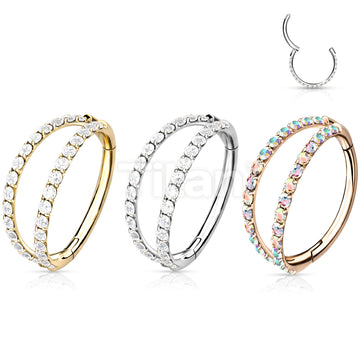 Implant Grade Titanium Hinged Segment Double Hoop Ring Lined With Outward Facing CZs - Image 7