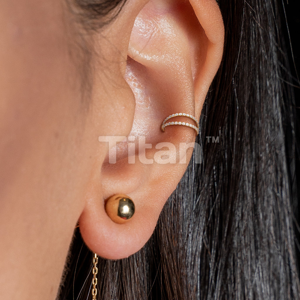 Implant Grade Titanium Hinged Segment Double Hoop Ring Lined With Outward Facing CZs - Image 8