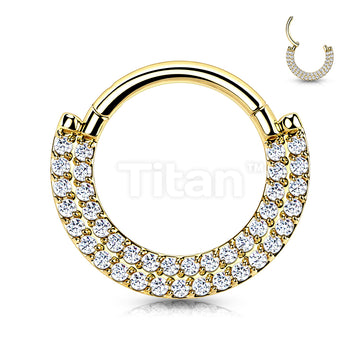 Implant Grade Titanium Hinged Segment Hoop Ring With CNC Set CZ Pave Double Lined Front - Image 3