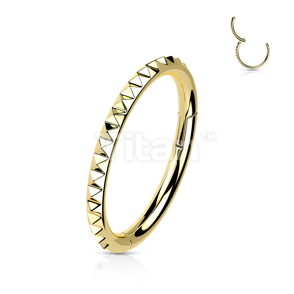 Implant Grade Titanium Hinged Segment Hoop Ring With Pyramid Cut Studded Outside - Image 3