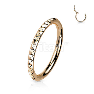 Implant Grade Titanium Hinged Segment Hoop Ring With Pyramid Cut Studded Outside - Image 4