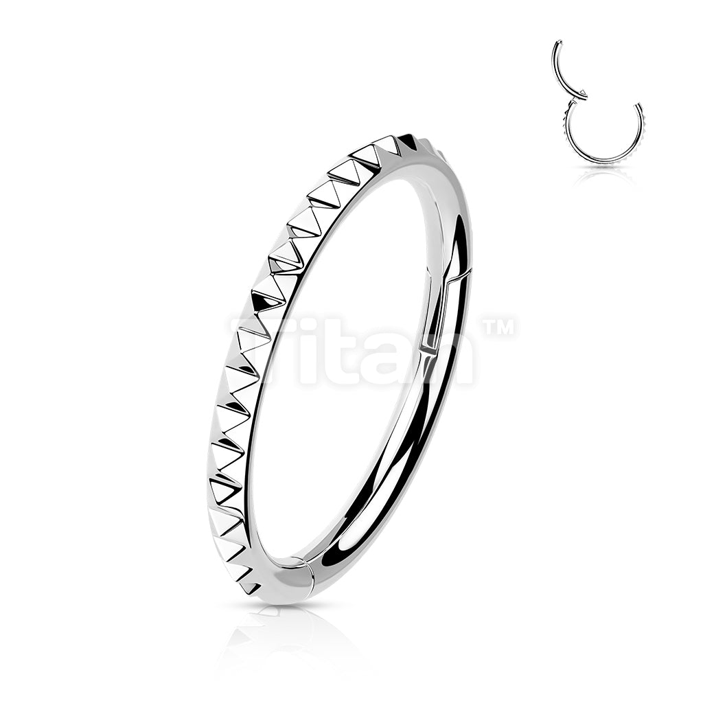 Implant Grade Titanium Hinged Segment Hoop Ring With Pyramid Cut Studded Outside - Image 5