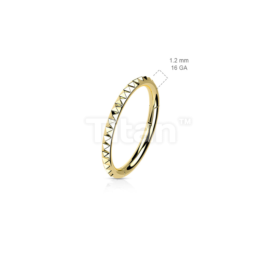 Implant Grade Titanium Hinged Segment Hoop Ring With Pyramid Cut Studded Outside - Image 6