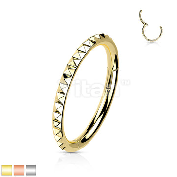 Implant Grade Titanium Hinged Segment Hoop Ring With Pyramid Cut Studded Outside - Image 2