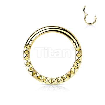 Implant Grade Titanium Hinged Segment Hoop Ring With Pyramid Cut Studded Front - Image 3