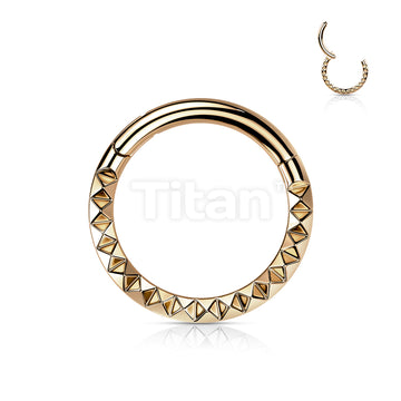 Implant Grade Titanium Hinged Segment Hoop Ring With Pyramid Cut Studded Front - Image 4