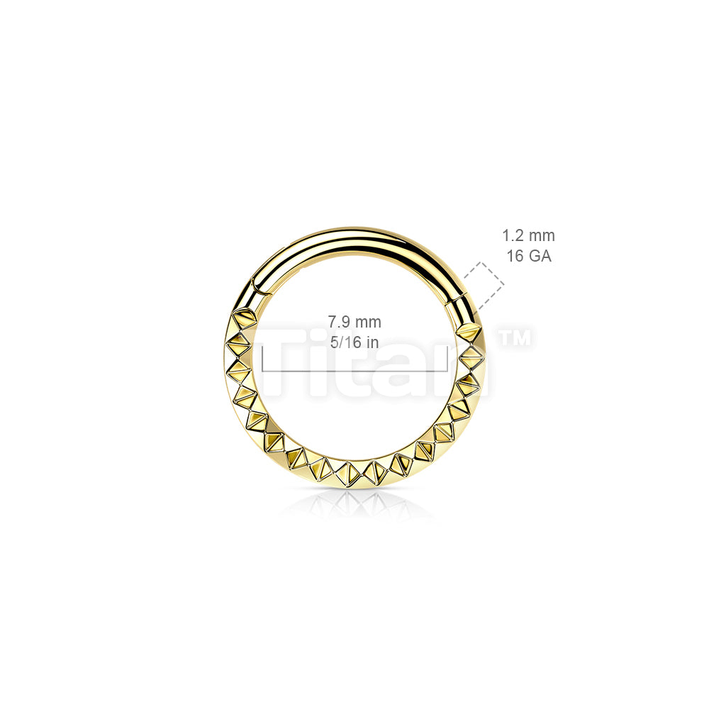 Implant Grade Titanium Hinged Segment Hoop Ring With Pyramid Cut Studded Front - Image 6