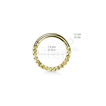 Implant Grade Titanium Hinged Segment Hoop Ring With Pyramid Cut Studded Front - Image 6