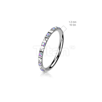 Implant Grade Titanium Hinged Segment Hoop Ring With CZ Between Pyramid Cut Studs - Image 10