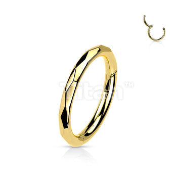 Titanium Hinged Segment Hoop Ring With Faceted Side in 20ga to 16ga - Image 3