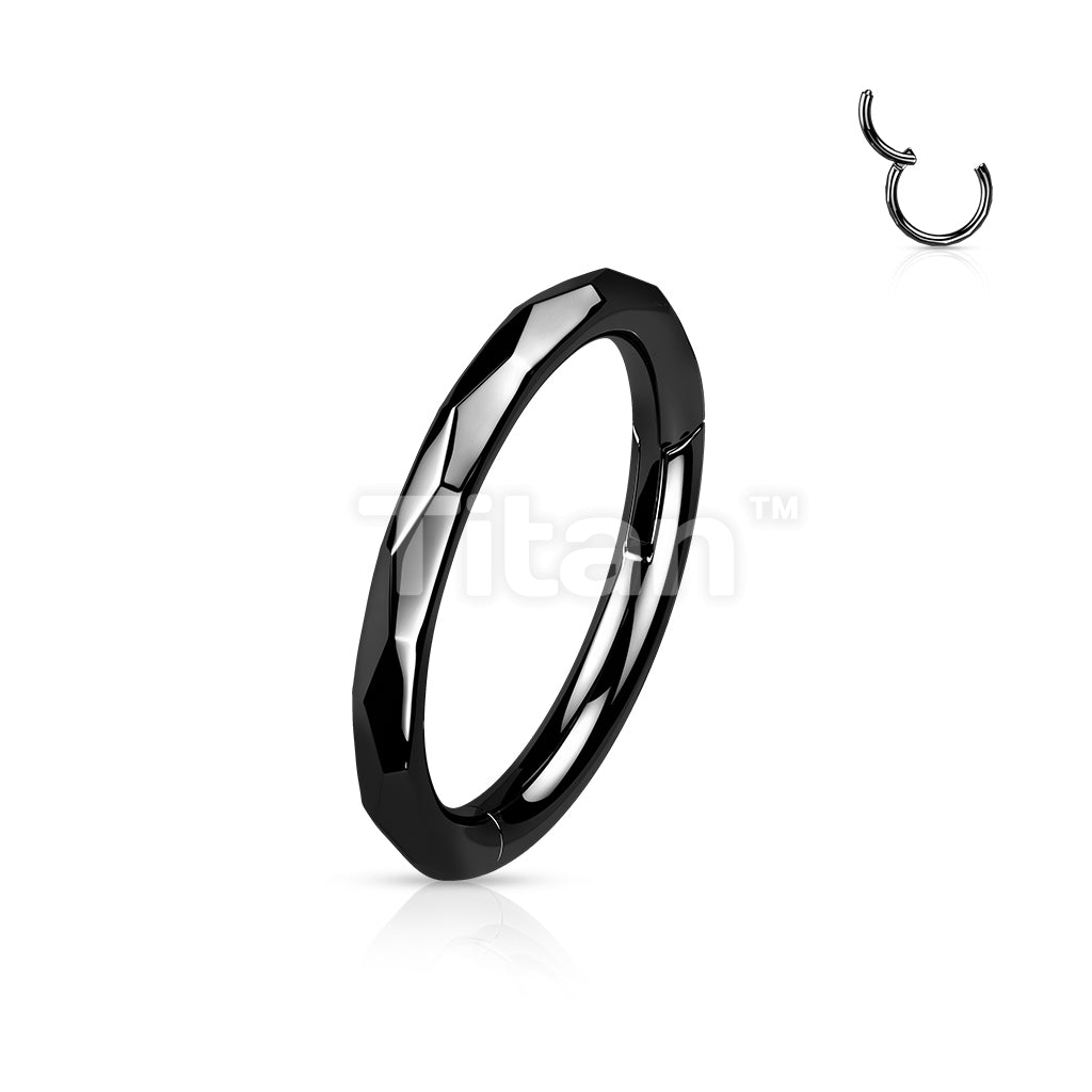 Titanium Hinged Segment Hoop Ring With Faceted Side in 20ga to 16ga - Image 4