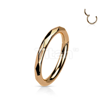 Titanium Hinged Segment Hoop Ring With Faceted Side in 20ga to 16ga - Image 5