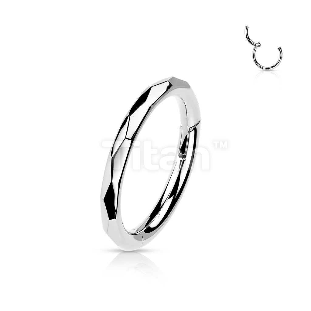 Titanium Hinged Segment Hoop Ring With Faceted Side in 20ga to 16ga - Image 6