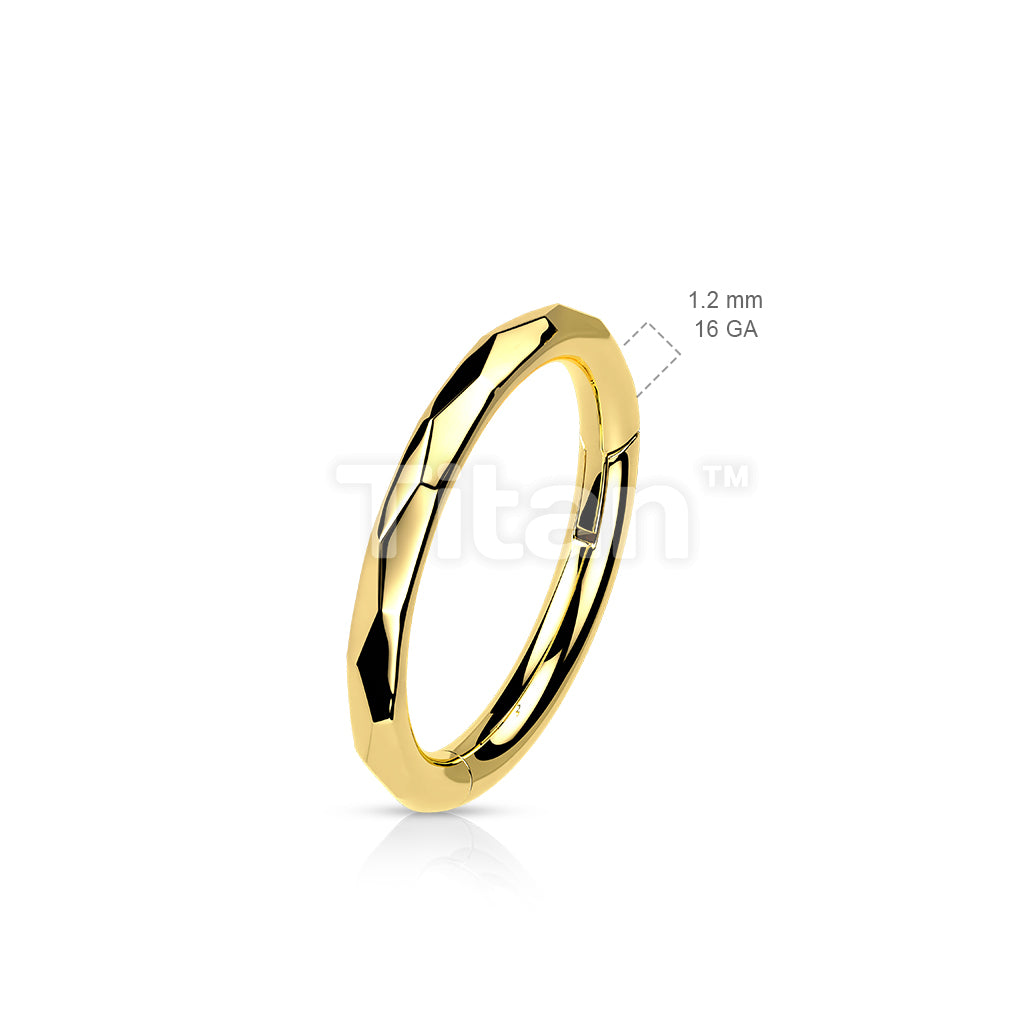 Titanium Hinged Segment Hoop Ring With Faceted Side in 20ga to 16ga - Image 7