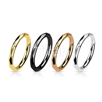 Titanium Hinged Segment Hoop Ring With Faceted Side in 20ga to 16ga - Image 8