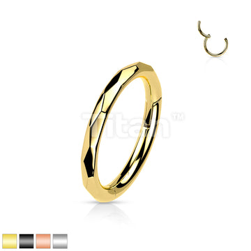 Titanium Hinged Segment Hoop Ring With Faceted Side in 20ga to 16ga - Image 2