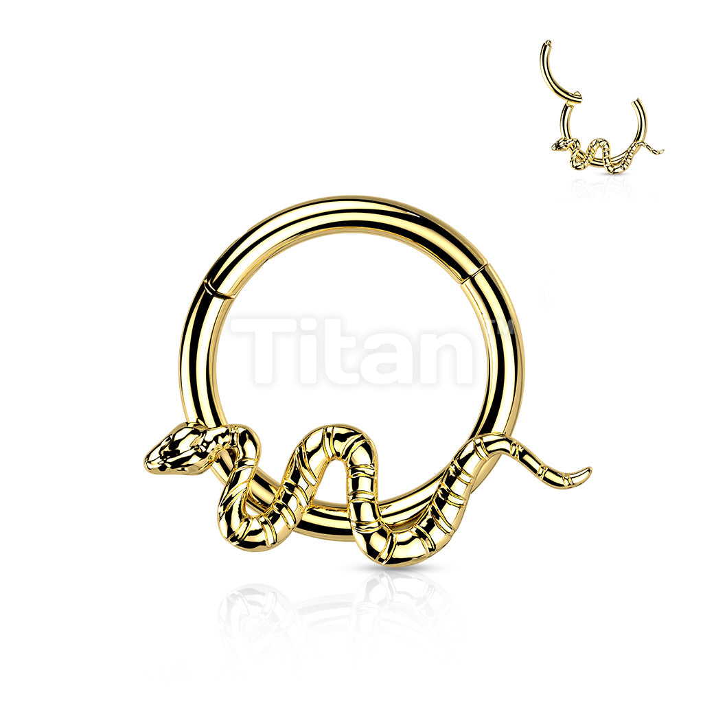 Implant Grade Titanium Hinged Segment Hoop Ring With Snake - Image 2