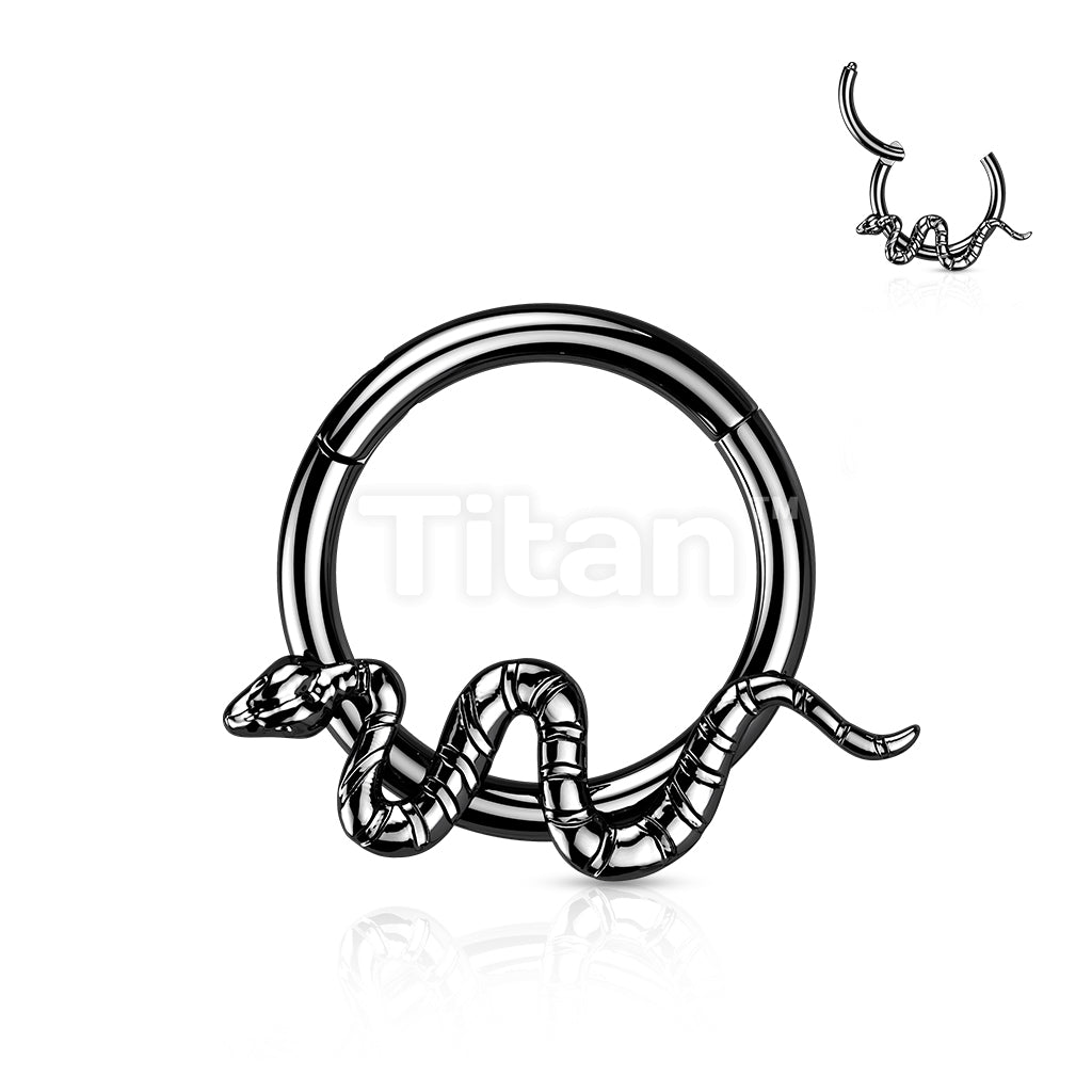 Implant Grade Titanium Hinged Segment Hoop Ring With Snake - Image 3