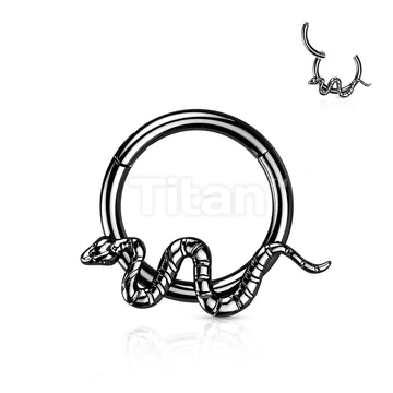 Implant Grade Titanium Hinged Segment Hoop Ring With Snake - Image 3