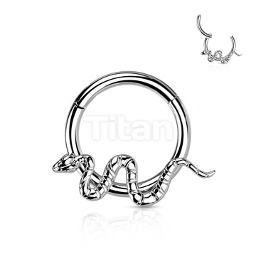 Implant Grade Titanium Hinged Segment Hoop Ring With Snake - Image 4