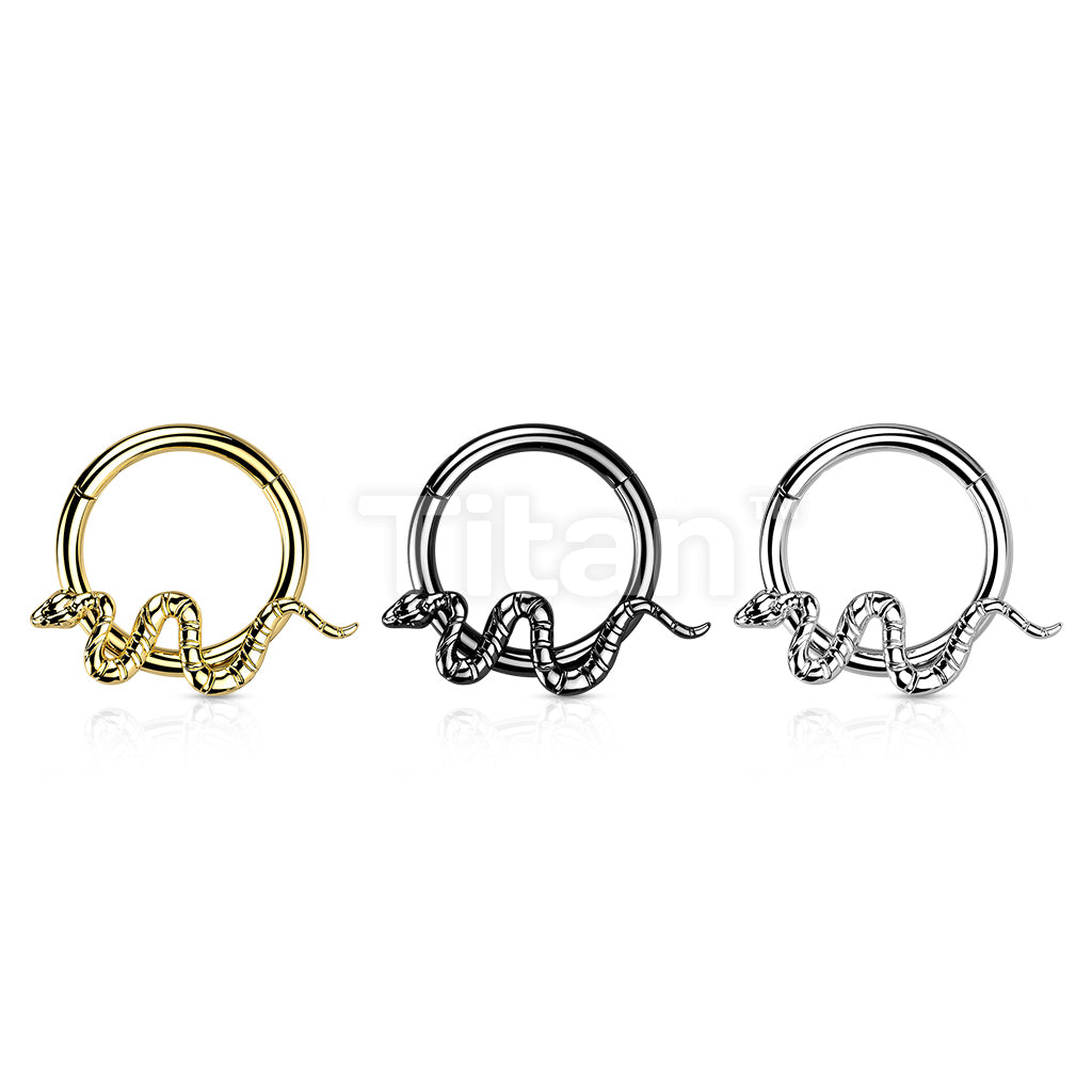 Implant Grade Titanium Hinged Segment Hoop Ring With Snake - Image 5