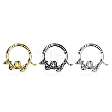 Implant Grade Titanium Hinged Segment Hoop Ring With Snake - Image 5