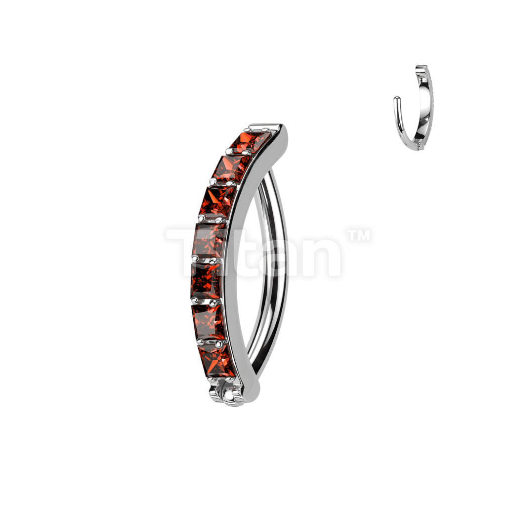 Implant Grade Titanium Hinged Hoop With Pave Square CZ Eyebrow and Ear Cartilage Ring - Image 6