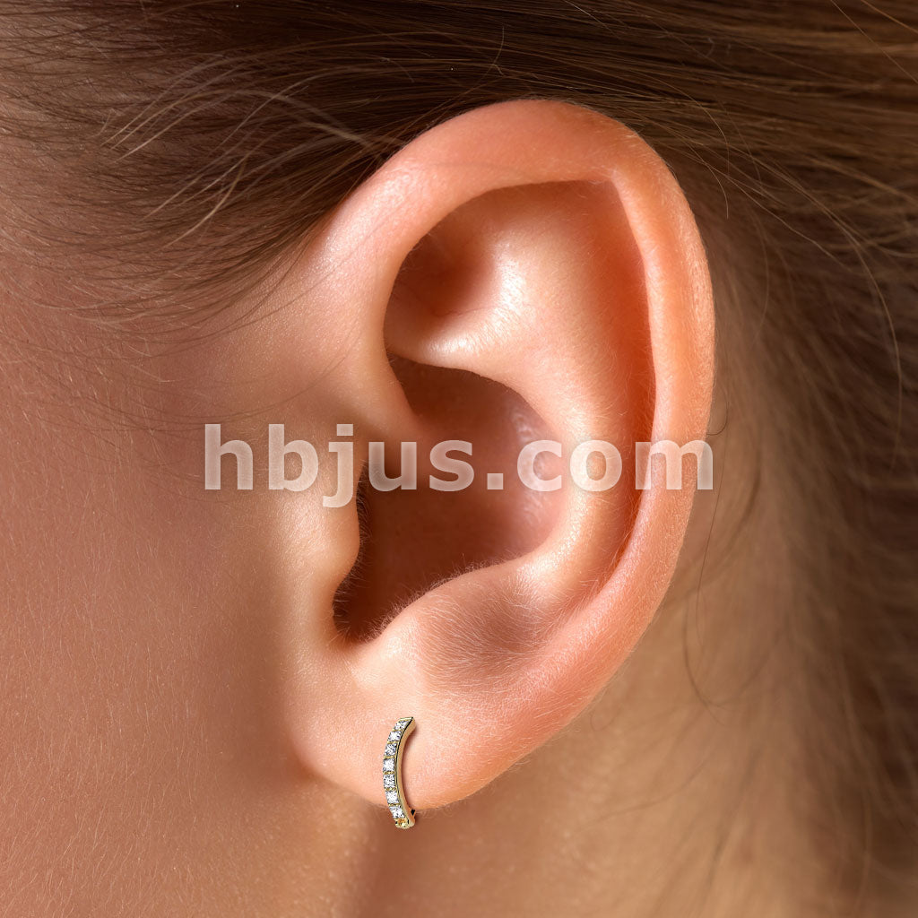 Implant Grade Titanium Hinged Hoop With Pave Square CZ Eyebrow and Ear Cartilage Ring - Image 8